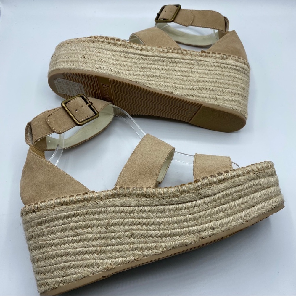 Soludos Argos Tan‎ Suede Platform wedges Ankle Strap - Picture 4 of 8